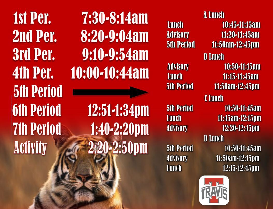 Travis High School Activity Bell Schedule
